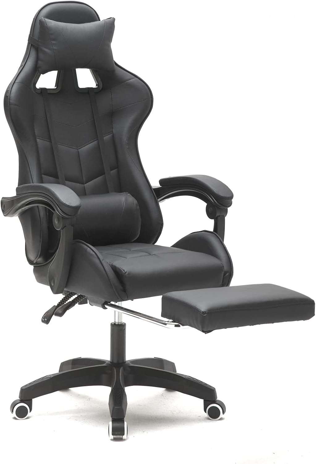 VDD Gaming Stuhl Cyclone mit Fussstütze - Bürostuhl - Racing Gaming Stuhl - schwarz