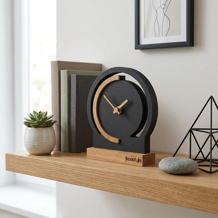 FLEXISTYLE Modern standuhr klein aus Holz Eiche Wohnzimmer Badezimmer (Style 4), Style 4