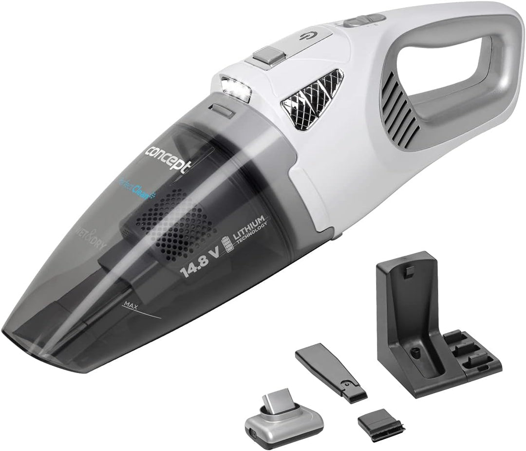 CONCEPT Hausgeräte, Concept Handstaubsauger VP4370 Perfect CLEAN 14,8 V Wet and Dry, Weiss, 0.45 lit