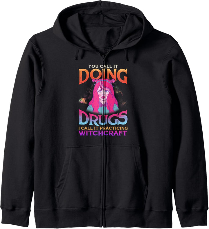 Lustige Hexe Doing Drogen Witch Zitate Pastell Gothic Kapuzenjacke