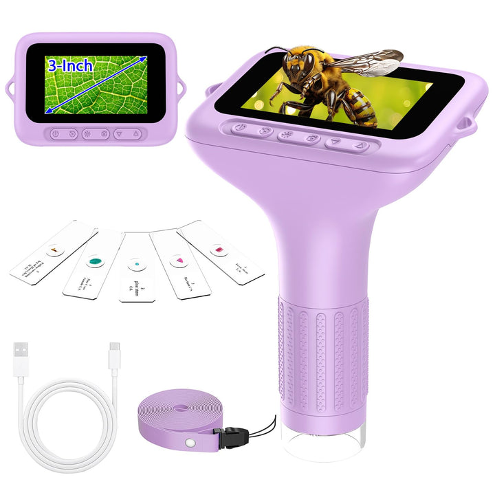 Mikroskop für Kinder, digital, tragbar, 7,6 cm (3,0 Zoll), grosses Display, 1000 x Mikroskop, wieder