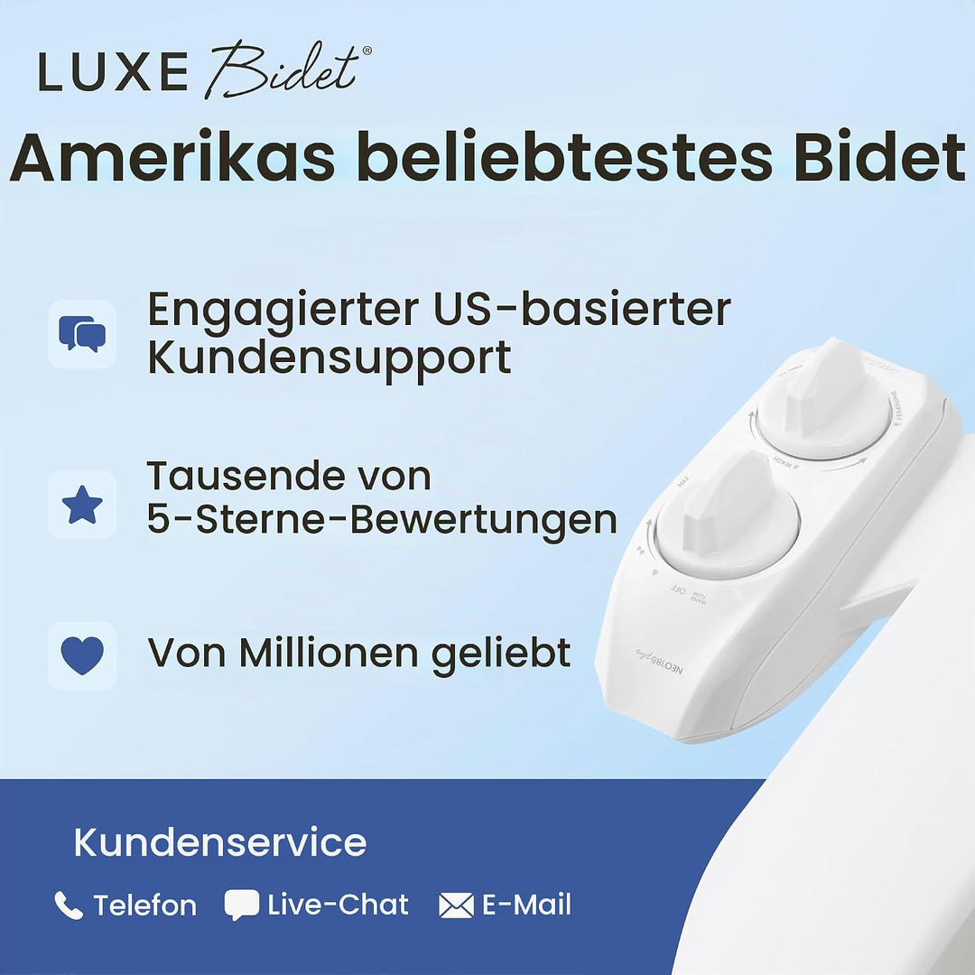LUXE Bidet NEO 185 Plus – Mechanischer Bidet-Toilettensitzaufsatz der nächsten Generation mit innova