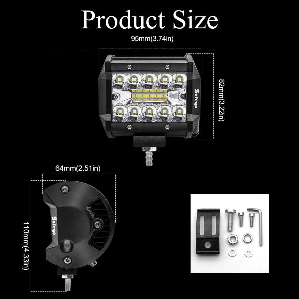 Safego 4" 60W LED Arbeitsscheinwerfer Zusatzscheinwerfer 4800LM LED Auto Scheinwerfer Arbeitslicht O
