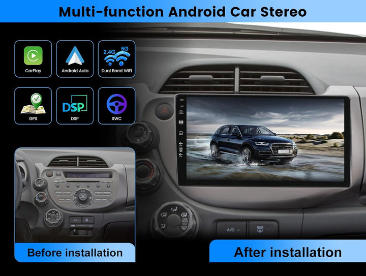 6G+128G - Android 15 IPS Autoradio Passt für Honda Fit (2008-2013) - Kabellos CarPlay/Android Auto/D