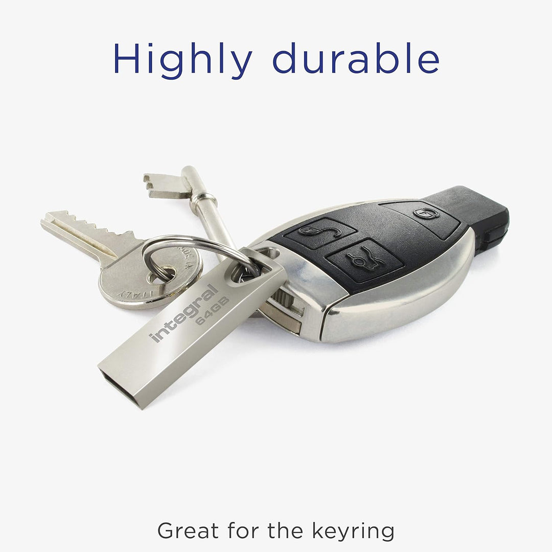 Integral 64GB USB-Speicher 2.0 Flash-Laufwerk Arc mit Metallgehäuse für Schlüsselringe, eine stilvol