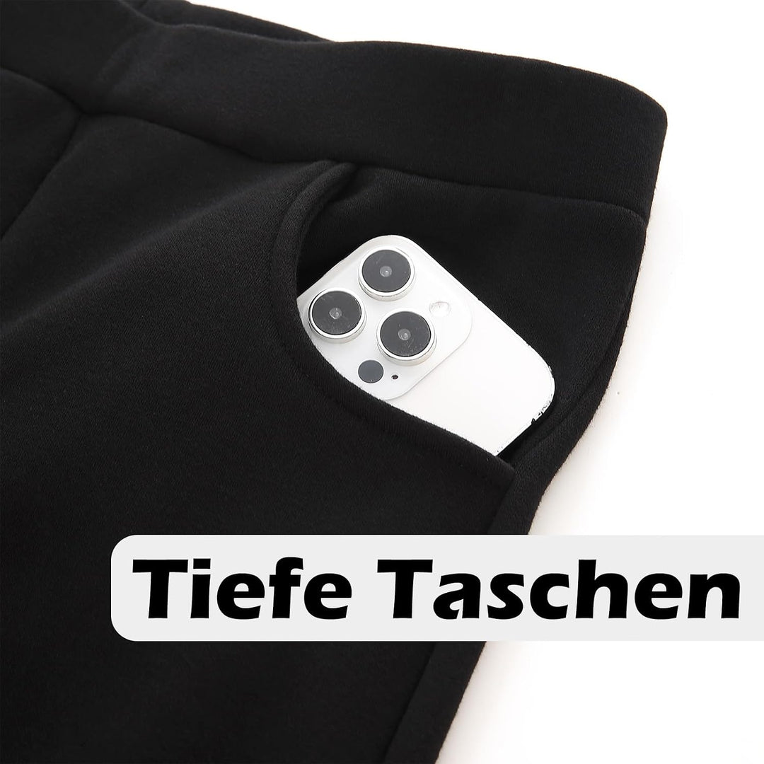 Winter Gefütterte Thermo Leggings aus Baumwolle mit Taschen | High Waist Damen Thermoleggings mit Fl