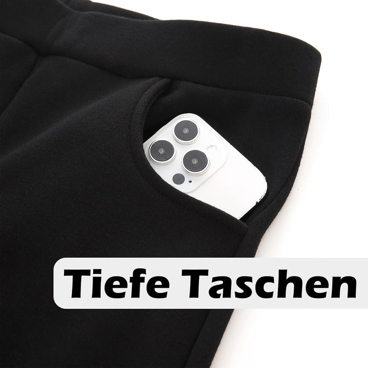 Winter Gefütterte Thermo Leggings aus Baumwolle mit Taschen | High Waist Damen Thermoleggings mit Fl