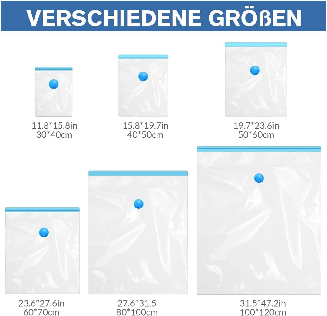Vakuumbeutel für Kleidung Klein,Vacuum Bags for Clothing 10 Stück 40 x 60 cm –Aufbewahrungsbeutel Re