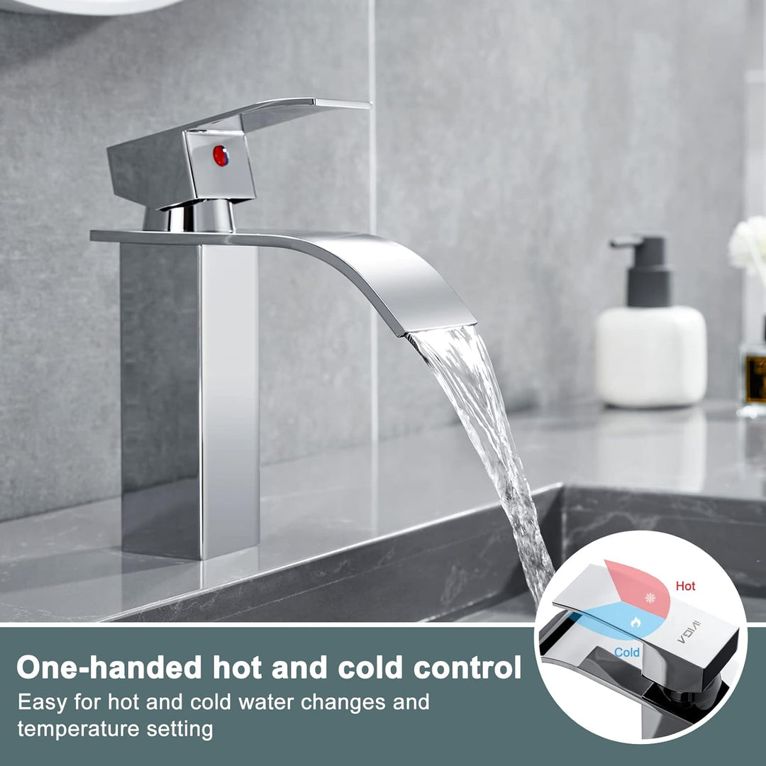 iVIGA Wasserhahn Bad, 175MM Waschtischarmatur wenig Lärm Einhandmischer Wasserfall Waschbeckenarmatu