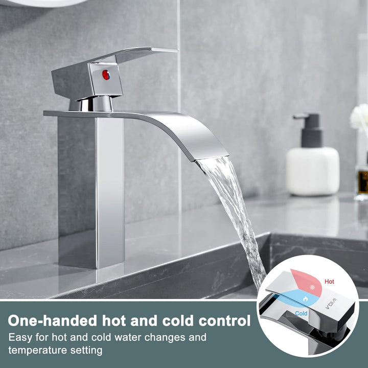 iVIGA Wasserhahn Bad, 175MM Waschtischarmatur wenig Lärm Einhandmischer Wasserfall Waschbeckenarmatu