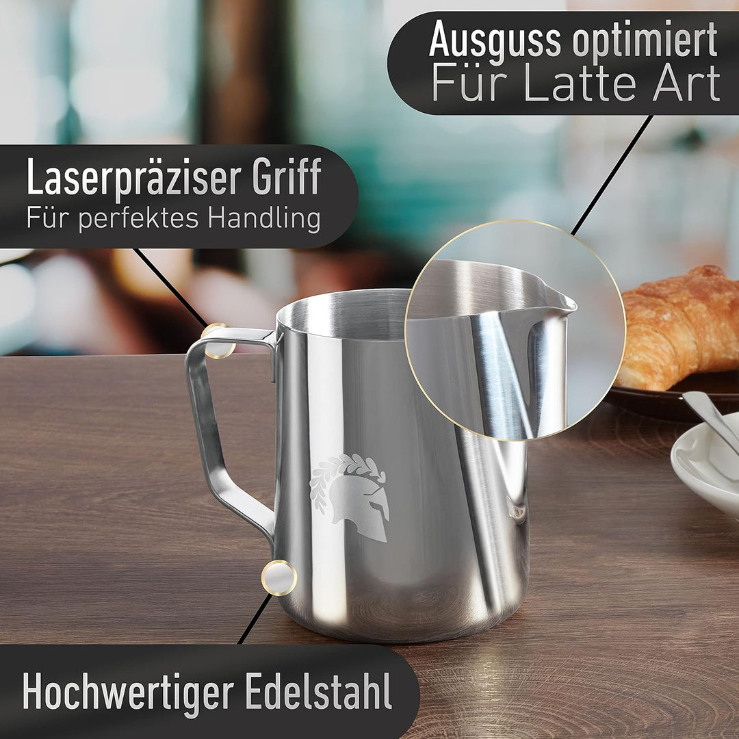 Barista Legends® Milchkännchen Edelstahl Milchkännchen Set silber 100ml + 350ml + 600ml - Milchschau