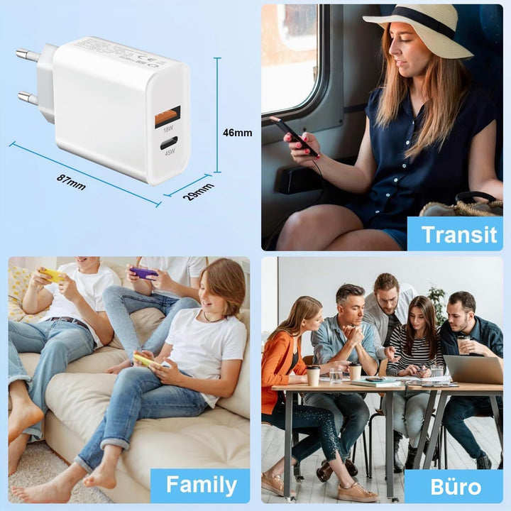 2Pack 45W USB C Ladegerät und LadeKabel für Samsung S26 Ultra/S25 Edge/S24 FE/S25 Plus/S23 /S22 S21