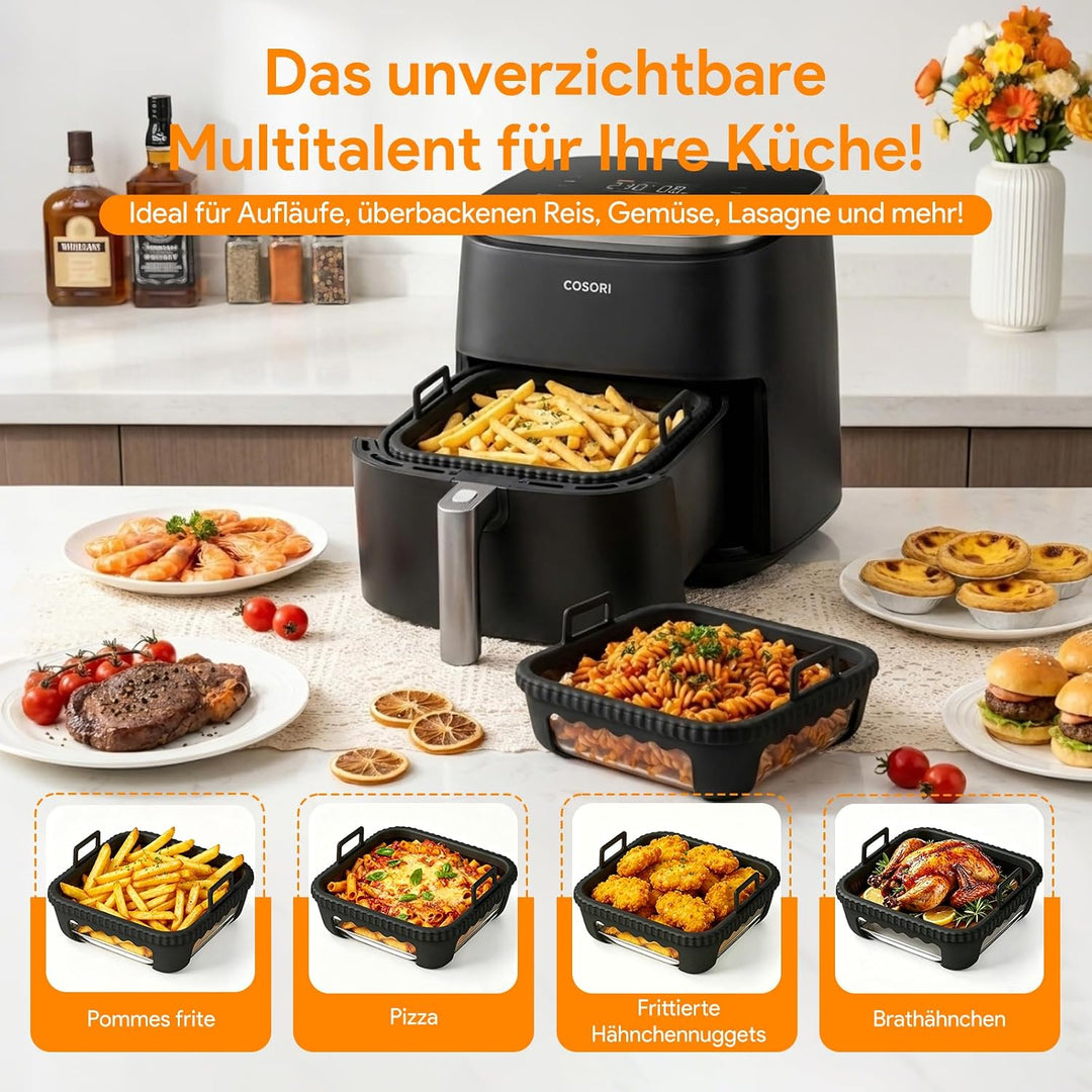 Airfryer Glasbehälter für Ninja AF180EU 6,2 L Schwarz, Schwarz