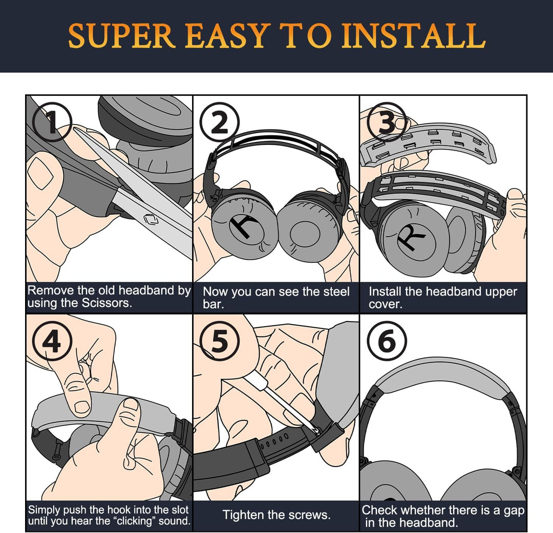 SOULWIT Ersatz Kopfband Headband für Bose QC35 &amp; QuietComfort 35 II (QC35 ii) Kopfhörer,DIY Stirnban