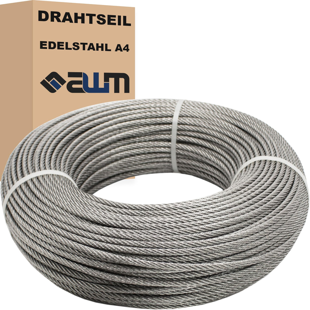Edelstahl Seil 7x7 mittelweich Drahtseil Edelstahlseil VA4 INOX316 Rostfrei Stahlseil Edelstahldraht