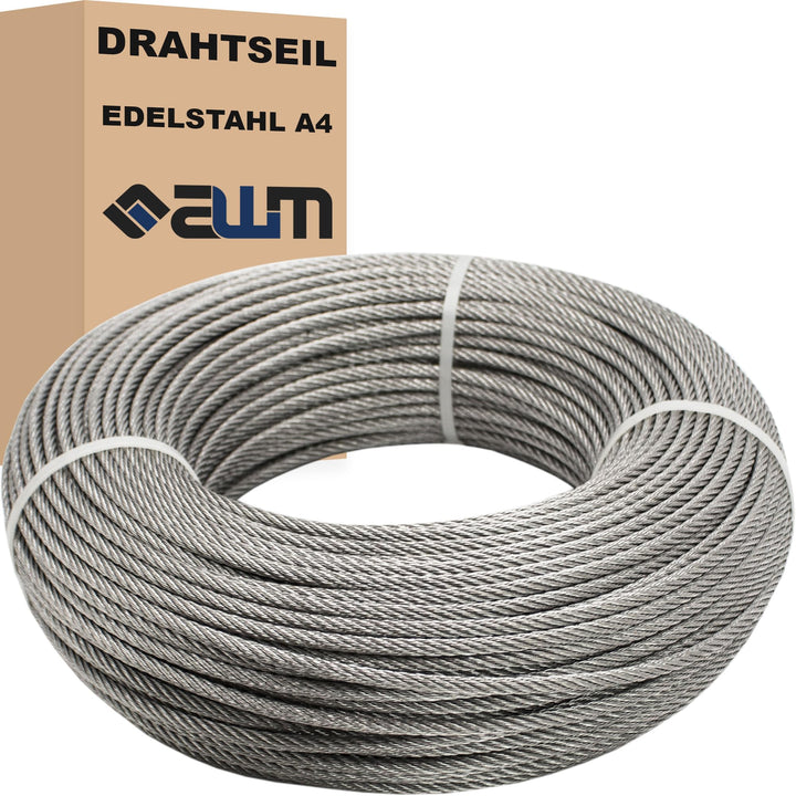Edelstahl Seil 7x7 mittelweich Drahtseil Edelstahlseil VA4 INOX316 Rostfrei Stahlseil Edelstahldraht