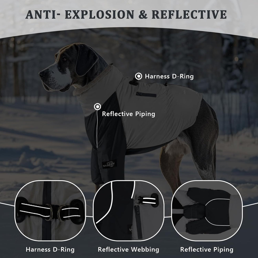 Winter Hundemantel weiche Fleecejacke mit Geschirr D-Ring und Tasche, wasserdicht Winddicht warmes k