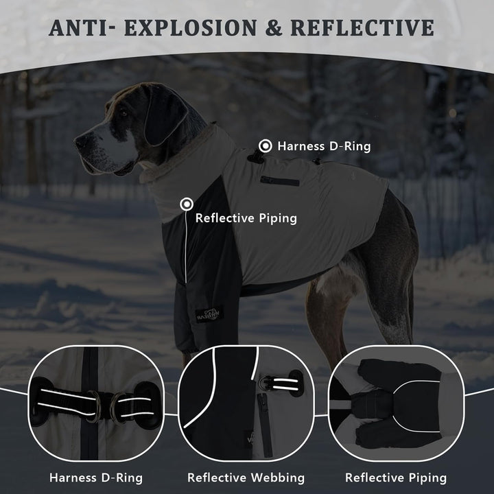 Winter Hundemantel weiche Fleecejacke mit Geschirr D-Ring und Tasche, wasserdicht Winddicht warmes k