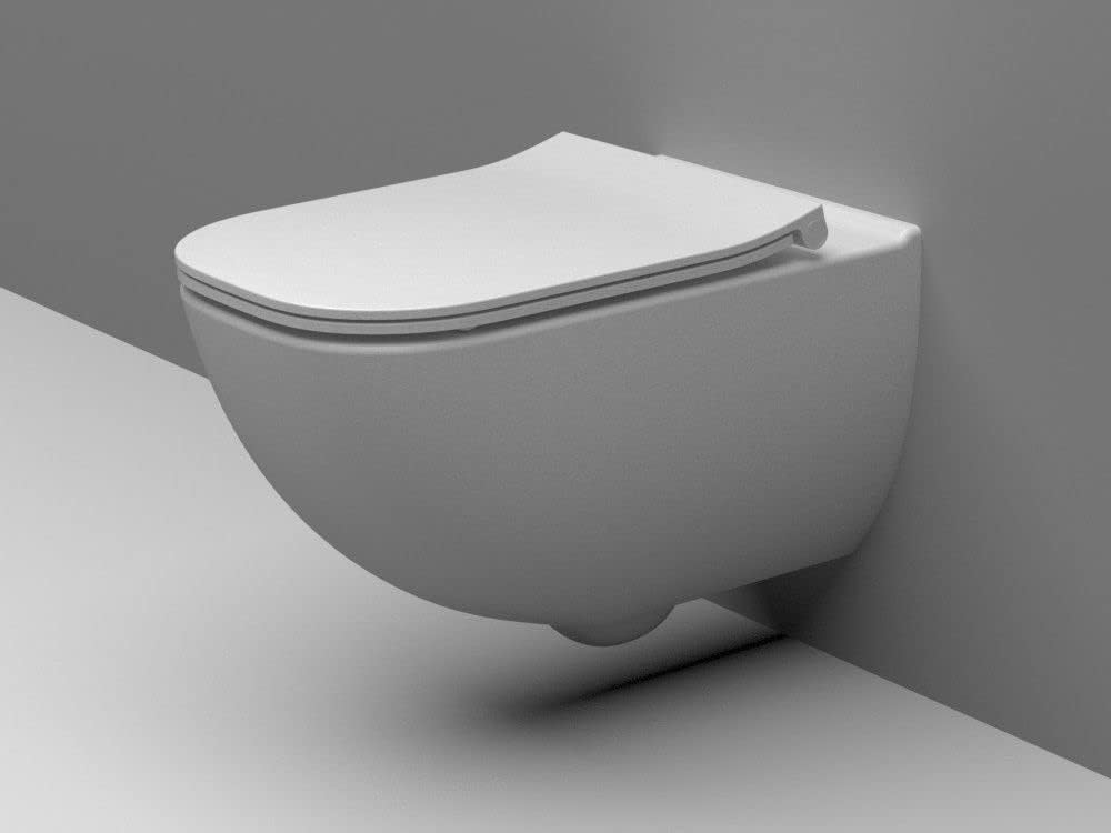VBChome Hänge-WC Weiss Spülrandloses aus Keramik mit Toilettendeckel WC-Sitz aus Duroplast Absenkaut