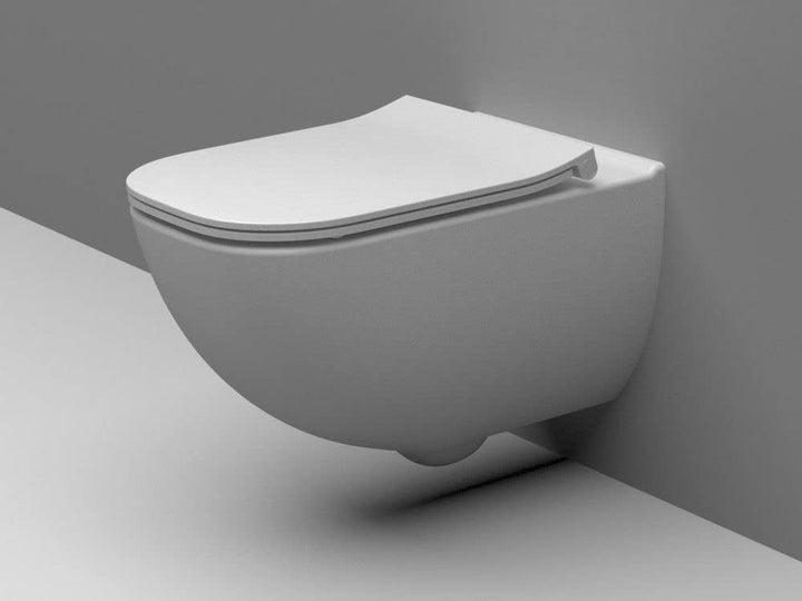 VBChome Hänge-WC Weiss Spülrandloses aus Keramik mit Toilettendeckel WC-Sitz aus Duroplast Absenkaut