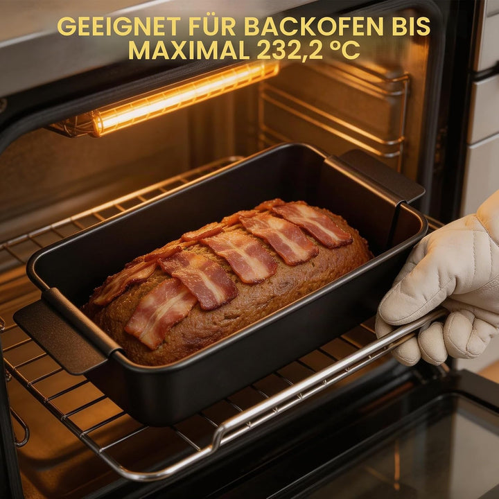 Kastenform Brotbackform Kohlenstoffstahl, Antihaft Backform mit Ablaufrost, Rechteckige Toastbrotfor