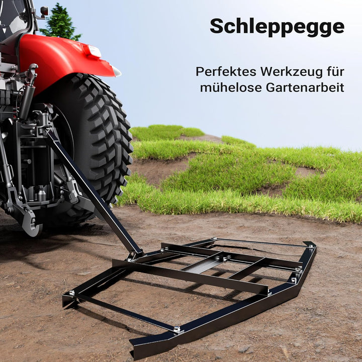 Wiltec Schleppegge 190 x 98 cm, Wiesenegge für Rasentraktor, ATV und UTV, Wiesenschleppe zur Bodenbe