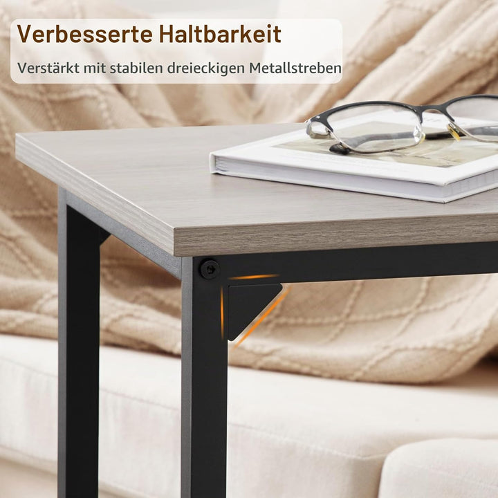 AMHANCIBLE Beistelltisch, C Form Sofa Tisch, Holz Kaffeetisch, Kleiner Couchtisch Höhenverstellbar,