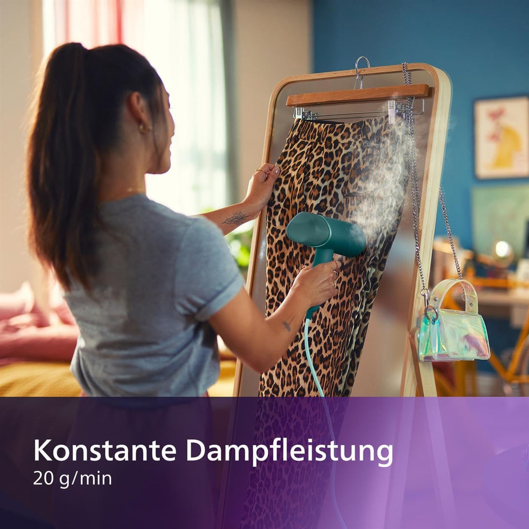 Philips 3000-Serie Tragbarer Dampfglätter - 1000 W, 20 g/min Dampfdruck, Abnehmbarer 120-ml-Wasserta