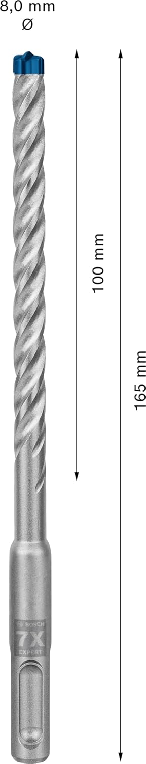 Bosch Professional 30x Expert SDS plus-7X Hammerbohrer (für Stahlbeton, Ø 8,00x165 mm, Zubehör Bohrh