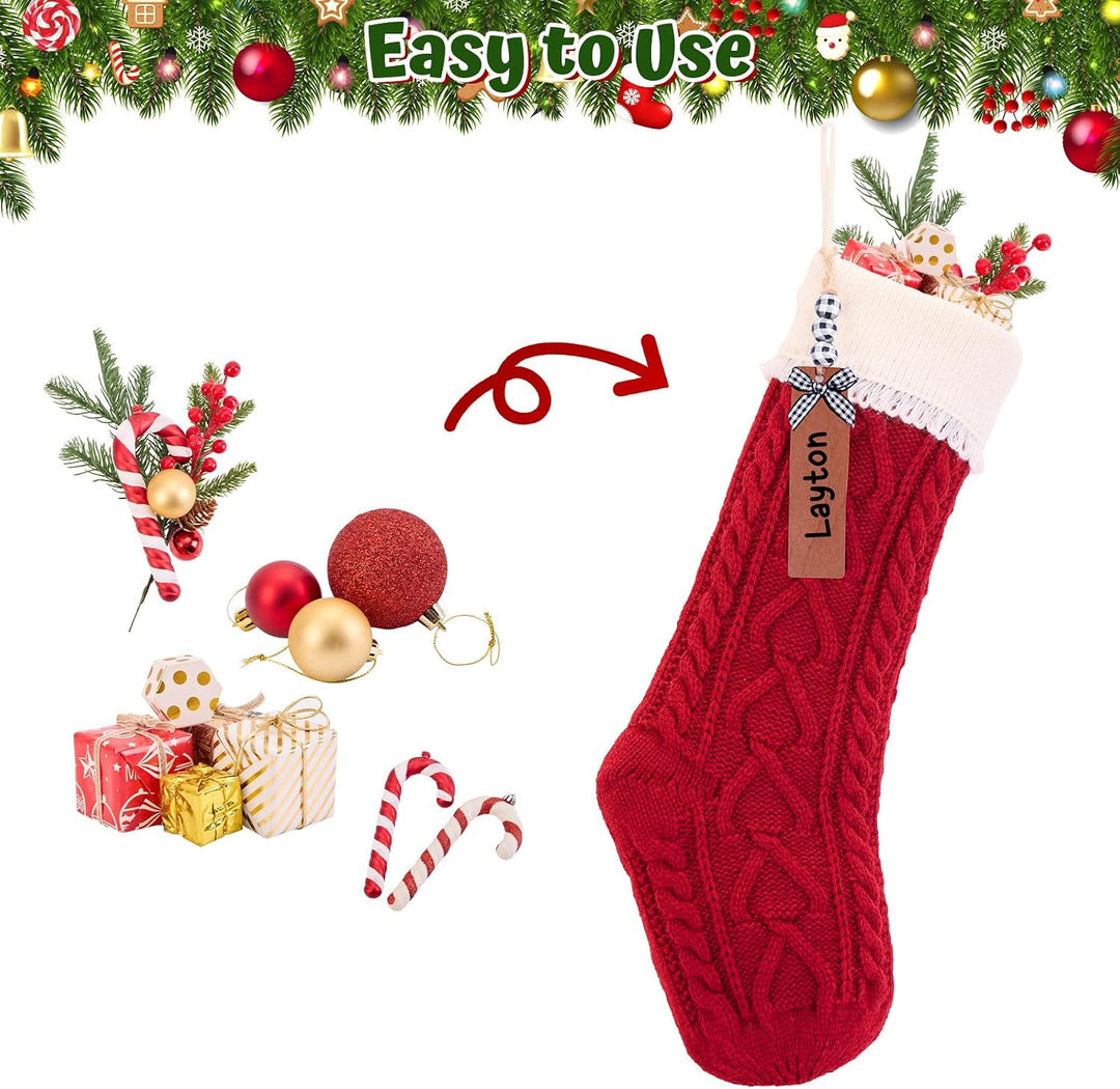 Weihnachtsstrümpfe, Kamin, Weihnachtsbaumschmuck, Ornamente für Urlaub, Familie, Freunde (weiss-rot,