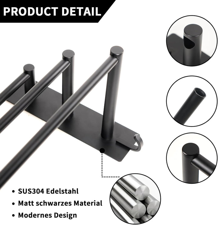 Vista Handtuch Halterung ohne Bohren 3 Etagen 75cm Edelstahl Selbstklebende Handtuchhalter Wandmonti