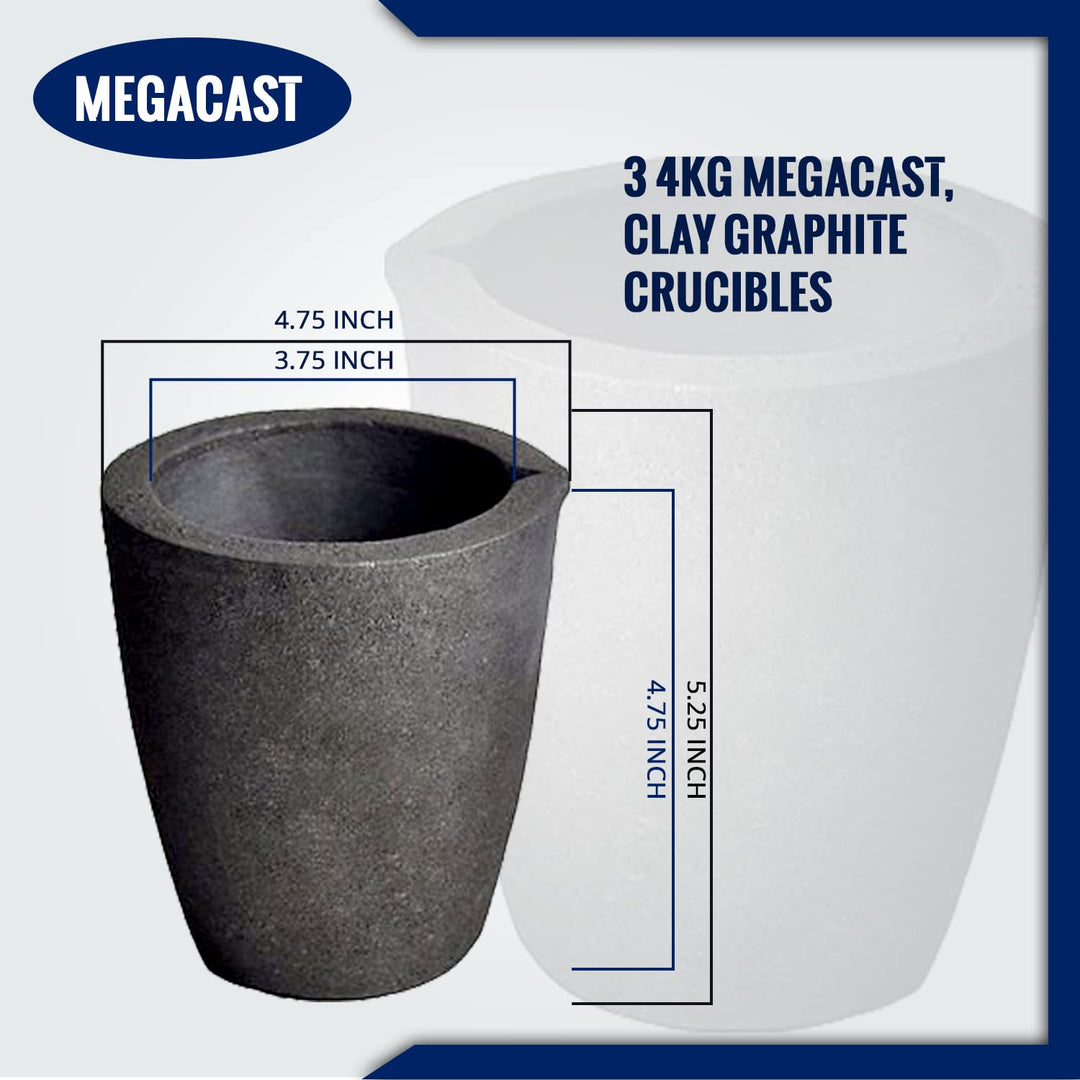 MegaCast, Guss-Tiegel, Graphit-Tiegel mit Ausgiesser, für Ofen, Fackel, Schmelzen, Giessen, Verfeine