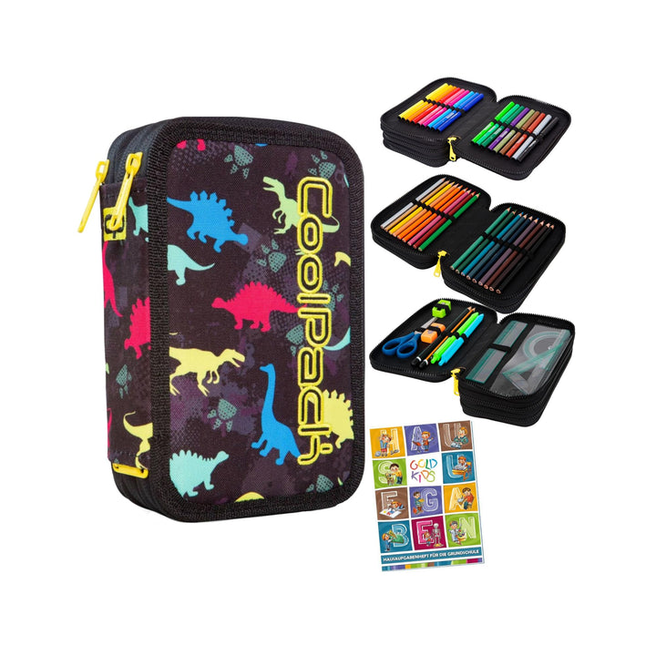 Goldkids - Federmäppchen 3 Fächer - Mäppchen für Mädchen und Jungen - Federmappe 3-Fach Federtasche