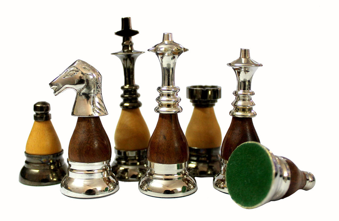 Schachfiguren aus Messing und Holz, Königshöhe 8,9 cm, Sammler-Edition Brown, Yellow, Brown, Yellow