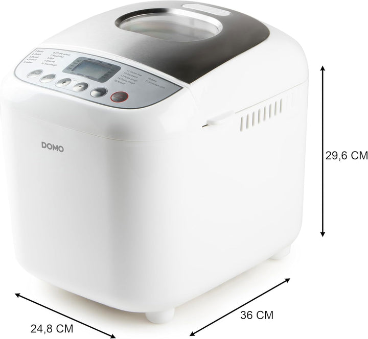 DOMO B3976 Brotbackautomat 500-750-1000gr - 17 Programme - inkl. glutenfreiem Programm - mit Timer -