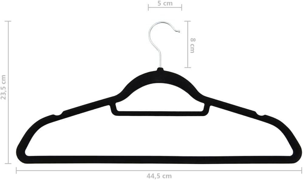 INLIFE 50 STK. Kleiderbügel-Set Anti-Rutsch Schwarz Samt,4.38kg,289921 Schwarz 50 STK., Schwarz 50 S