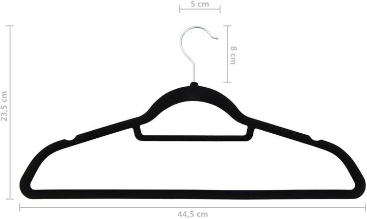 INLIFE 50 STK. Kleiderbügel-Set Anti-Rutsch Schwarz Samt,4.38kg,289921 Schwarz 50 STK., Schwarz 50 S