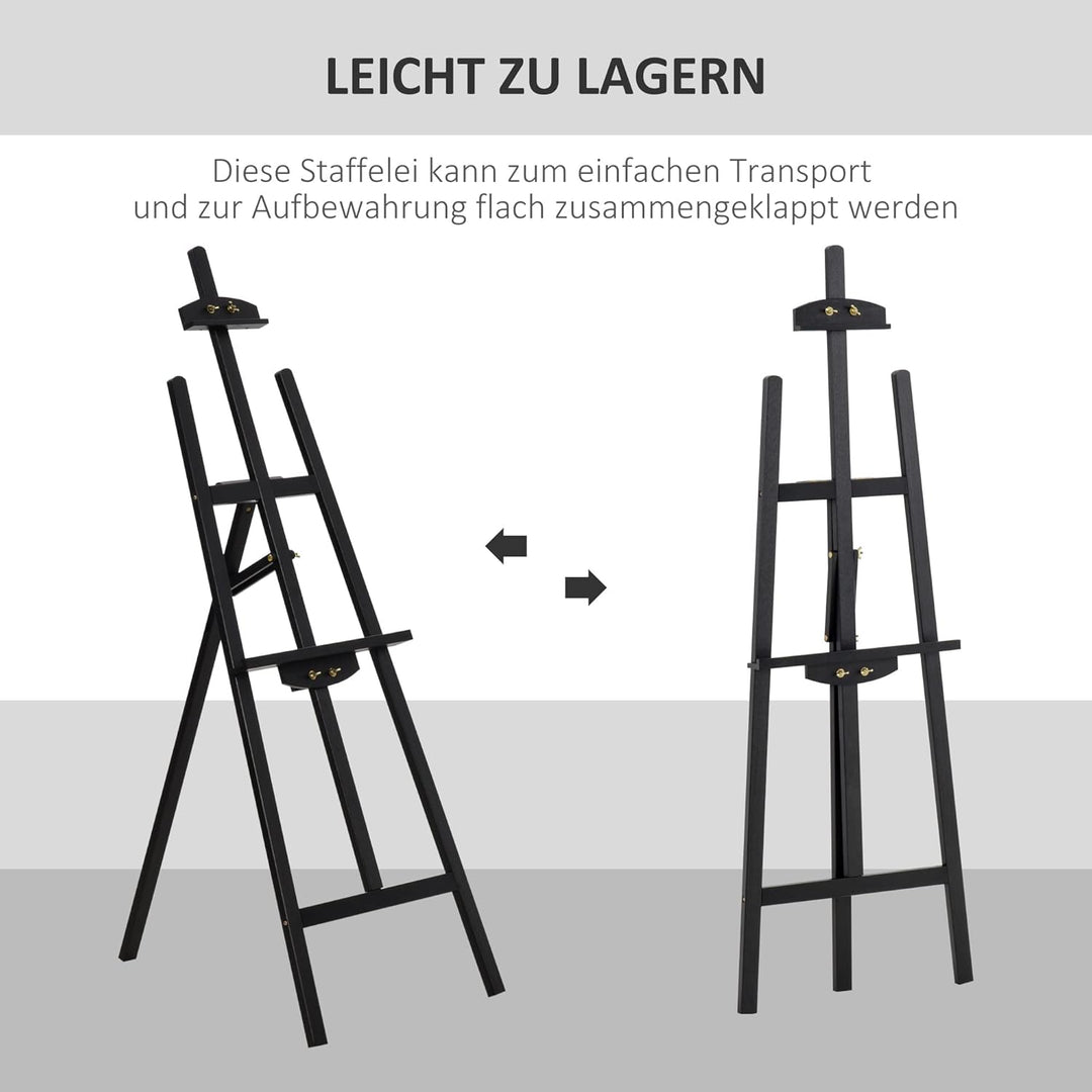 HOMCOM Staffelei Holz 134,5 cm hoch Holzstaffelei für Leinwände bis 108 cm Feldstaffelei Atelierstaf