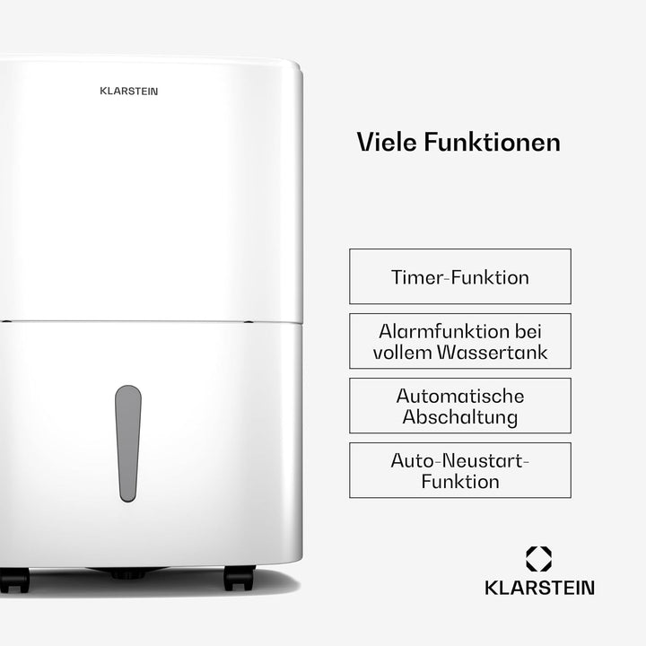 Klarstein DryFy 20L Luftentfeuchter - 400W, 20L/Tag, 5L Tank, 46dB Leise, Auto-Swing, Timer, Wäschet