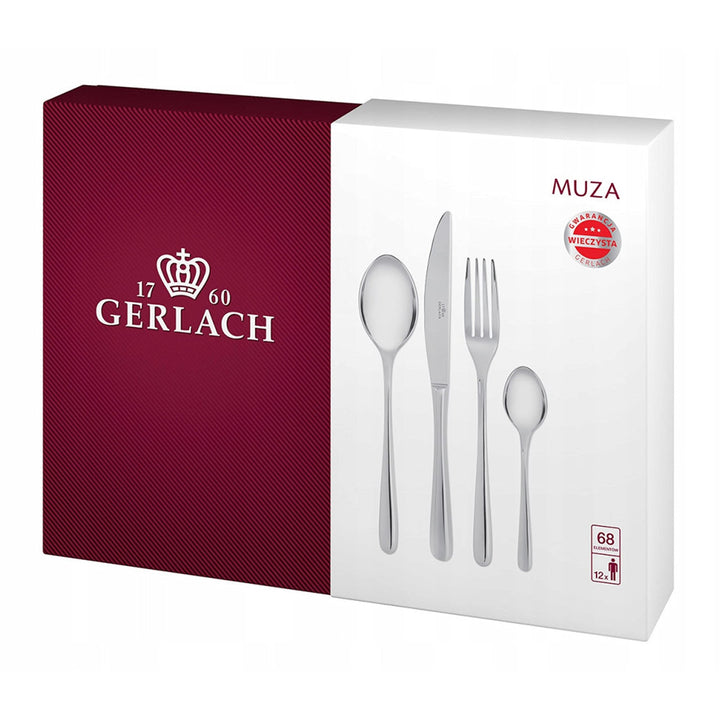 Gerlach Muza Besteck-Set 12 Personen Spülmaschinenfest Essbesteck Edelstahl Besteck Messer Gabel Löf
