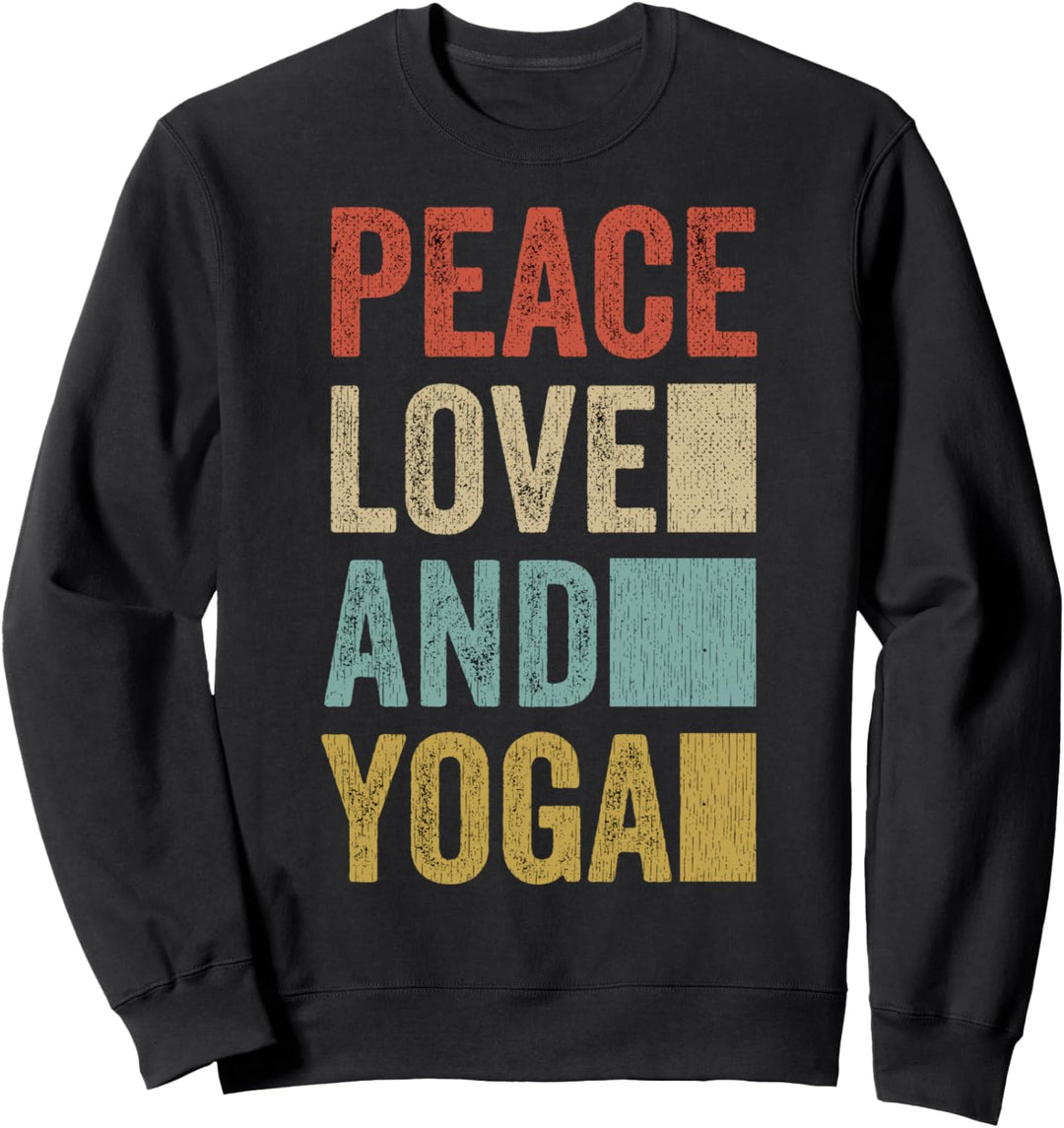 Retro-Yoga Outfit für Frieden, Liebe und Yoga Sweatshirt