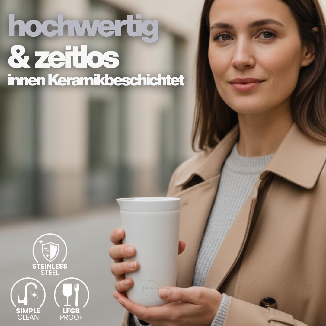 Thermobecher 350ml SNUG – Keramik-Beschichtung für puren Geschmack – Auslaufsicherer Kaffeebecher To