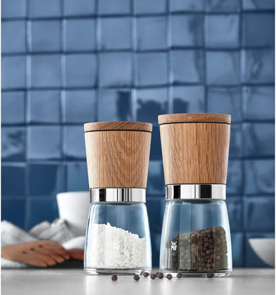 WMF Ceramill Nature Salz und Pfeffer Mühle Set 2-teilig, unbefüllt & Basic Wasserkaraffe aus Glas, 1