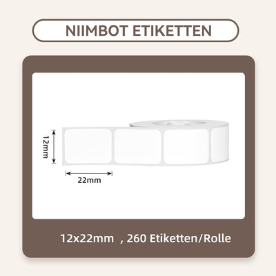 NIIMBOT Thermo Etiketten Selbstklebend, 12 x 22mm Etikettendrucker Thermopapier Kompatibel mit dem D