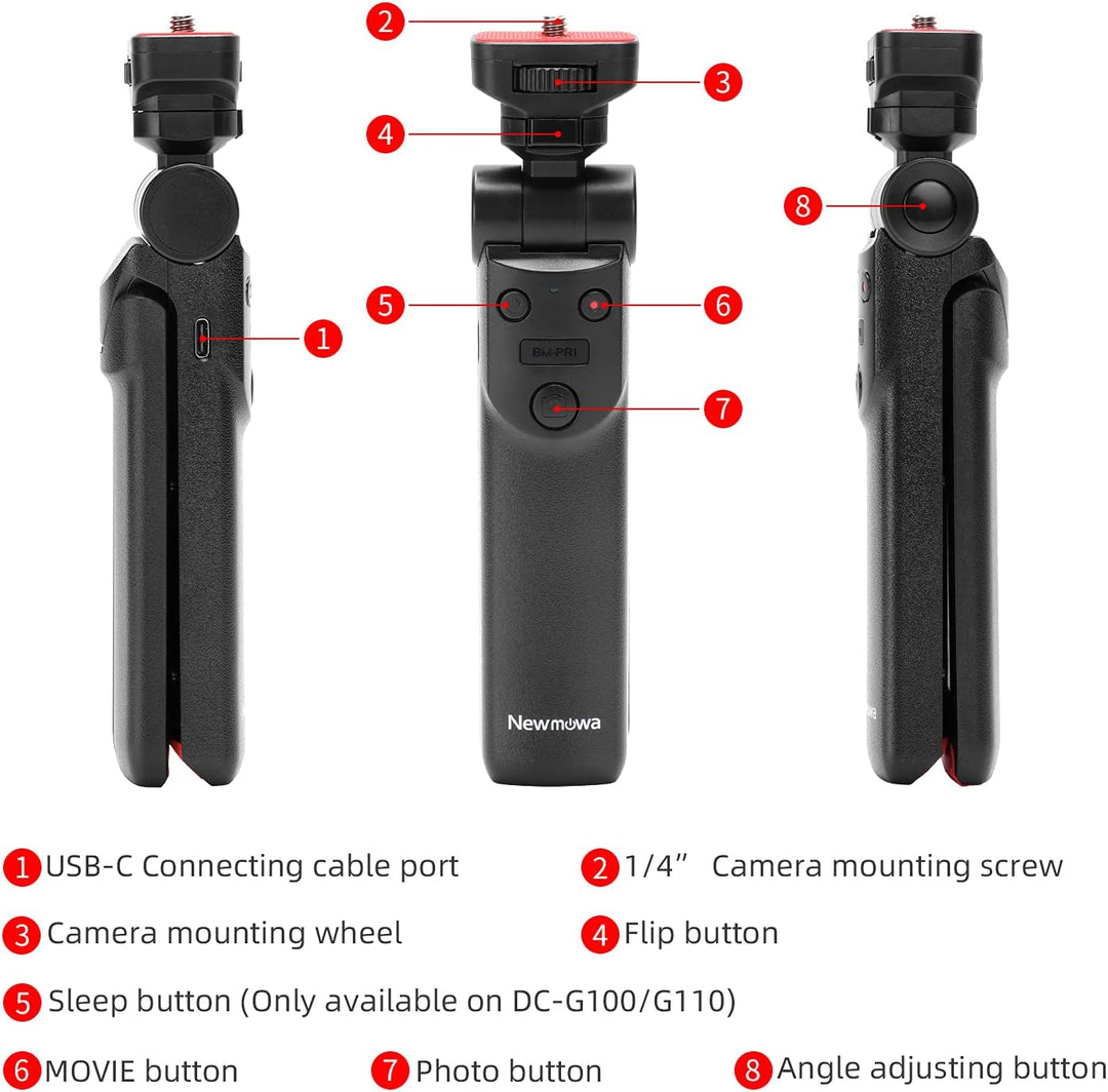 Newmowa Tragbares Tisch &amp; Reise Ministativ Handheld-Aufnahmegriff Vlog-Kameragriff für DC-G100 G110
