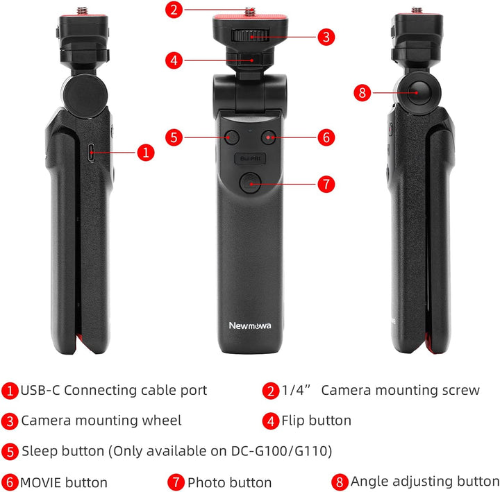 Newmowa Tragbares Tisch &amp; Reise Ministativ Handheld-Aufnahmegriff Vlog-Kameragriff für DC-G100 G110