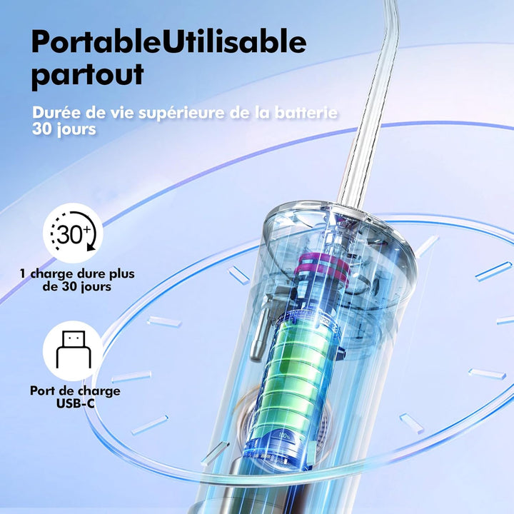Reise Munddusche Kabellos Zahnreinigung: Oral Irrigator mit 5 Modi, 180ML Wassertank IPX7 Wasserdich