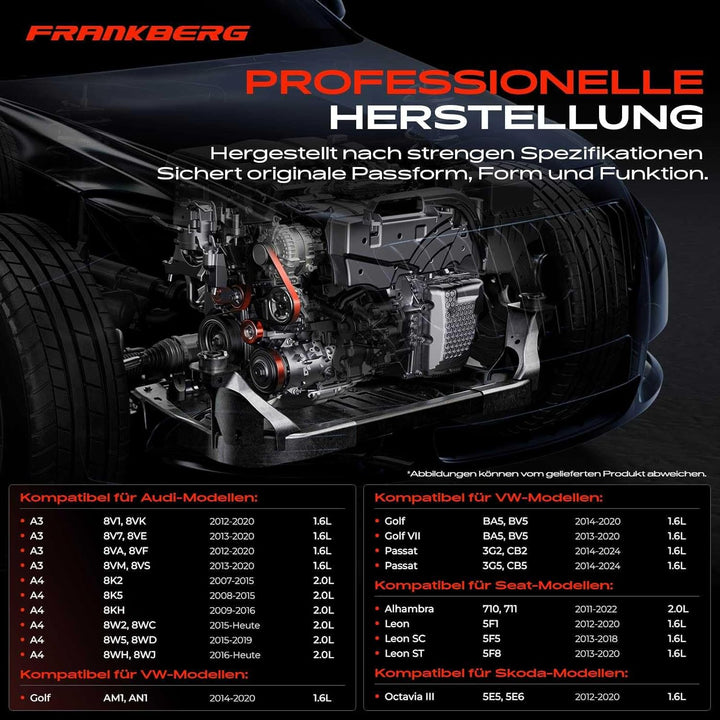 Frankberg Spannrolle Riemenspanner Kompatibel für A1 A3 A4 A5 A6 Q2 Q3 Q5 TT A-l-h-a-m-b-r-a Leon Ka