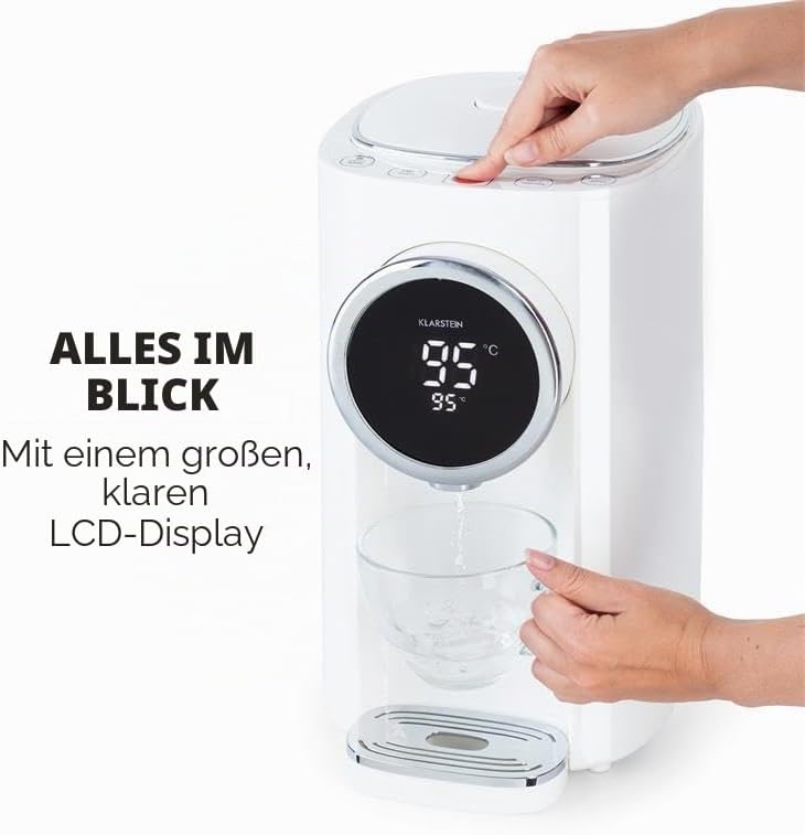 Klarstein Hot Spring Plus Heisswasserspender, Wassertank: 5 Liter, grosses LCD-Display, Temperaturen
