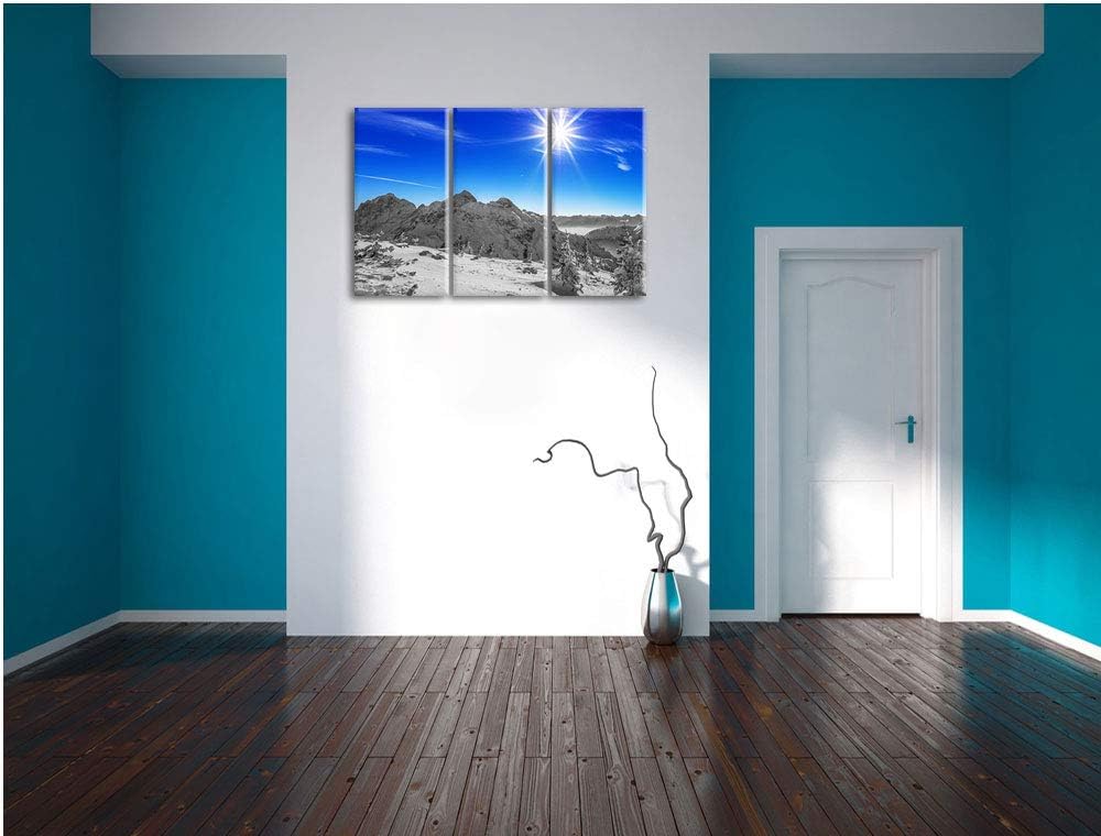 Verschneites Tannheimer Tal schwarz/weiss 3-Teiler Leinwandbild 120x80 Bild auf Leinwand, XXL riesig